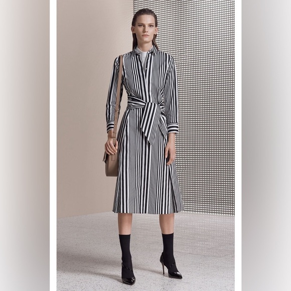 HUGO BOSS Striped Poplin Shirt Dress - Sz 2 - Picture 1 of 15